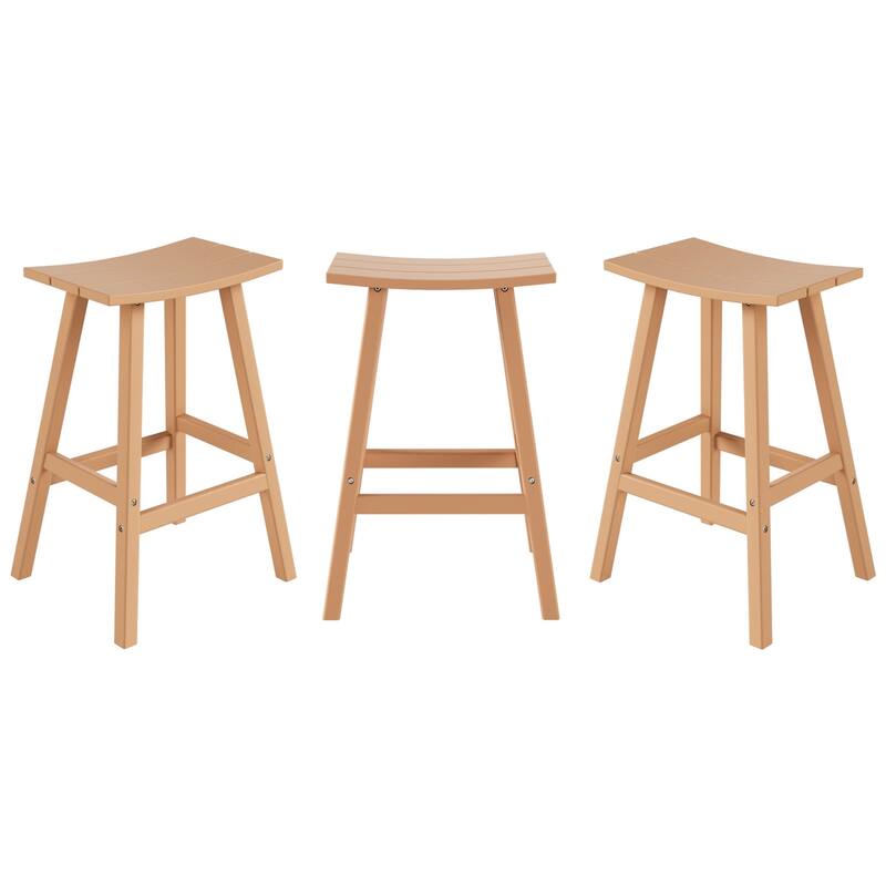 Laguna Hdpe All Weather Outdoor Patio 29" Saddle Seat Bar Stool (Set Of 3)