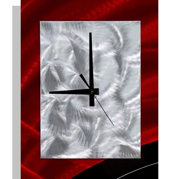 Shop Statements2000 Metal Wall Clock Art Modern Red Silver Black Accent Decor By Jon Allen Power On Clock 24 X 10 Overstock 27085901