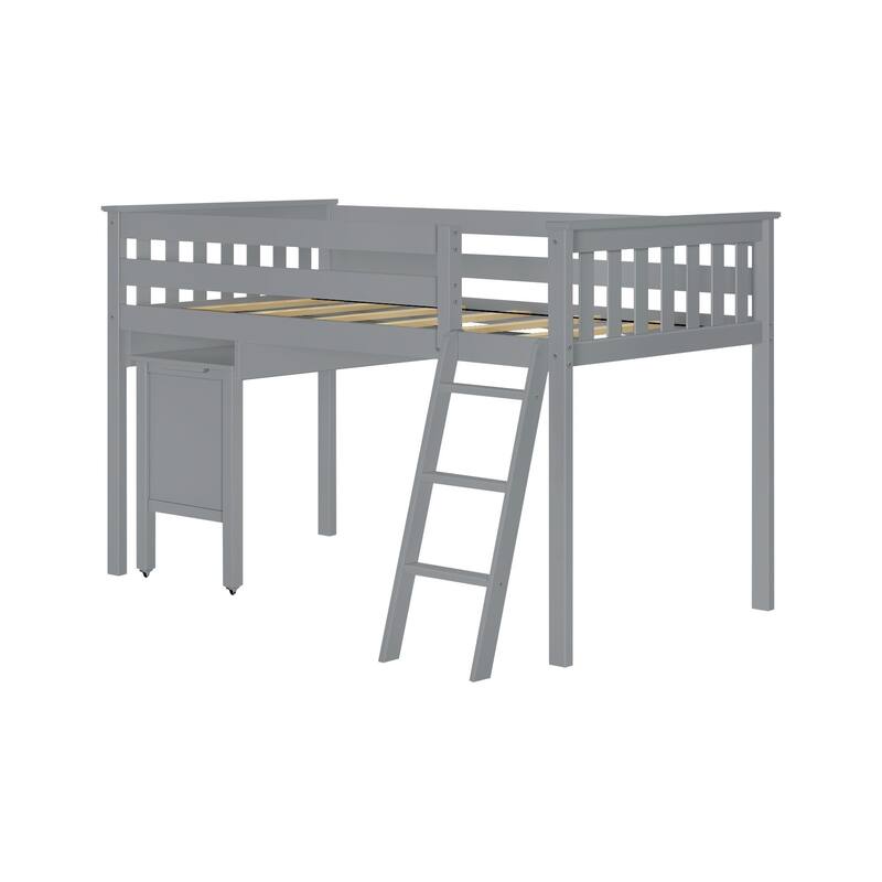 Max and Lily Twin-Size Low Loft with Pull-Out Desk