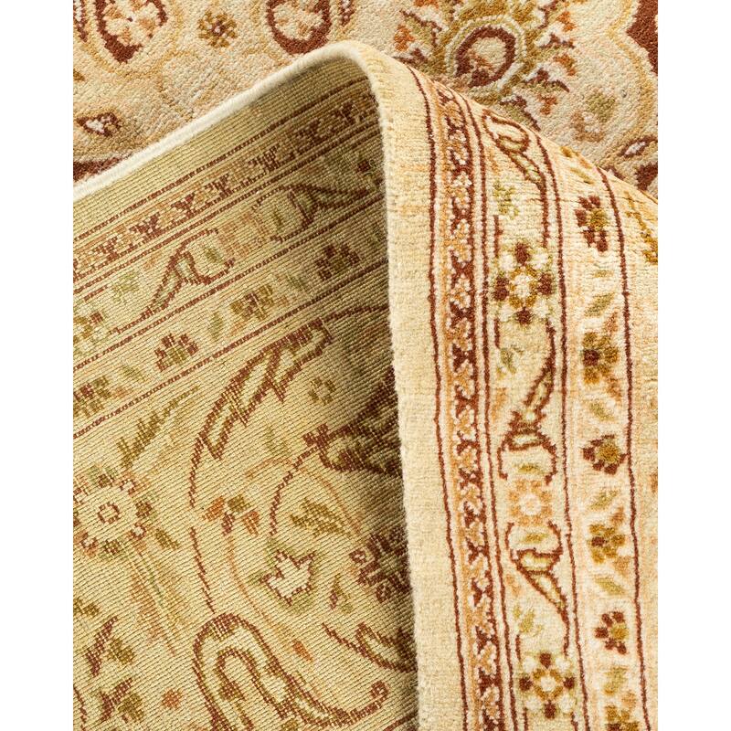 Overton Handknotted Wool Traditional Oriental Ivory Area Rug - 6' x 9'