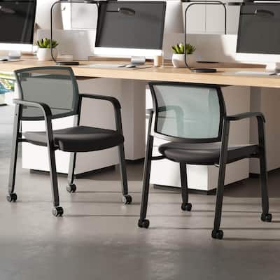 Set of 2/4 Rolling Conference Room Chairs Stackable Office Mesh Chairs