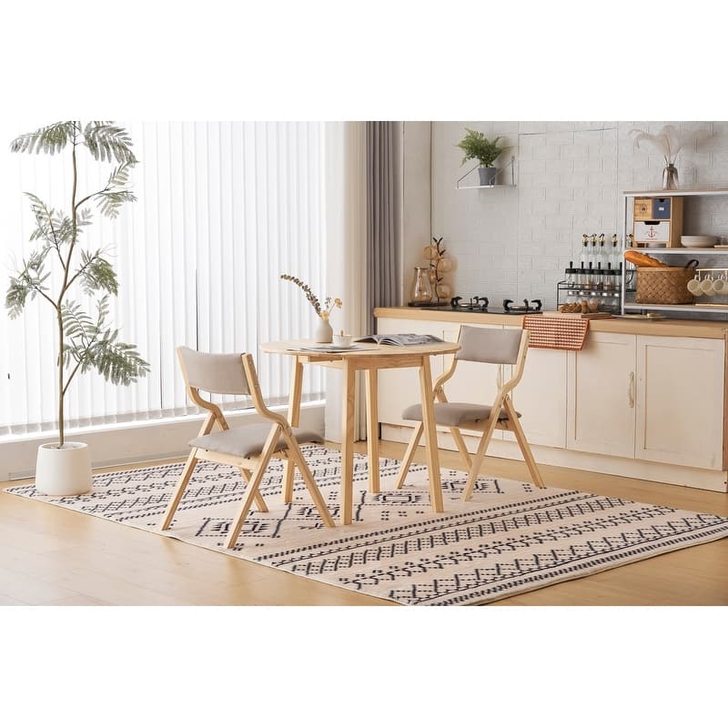 2 Pack Modern Folding Chairs with Padded Seat and Back, Wooden Dining Chairs Extra Chair for Living Room Office Wedding Party