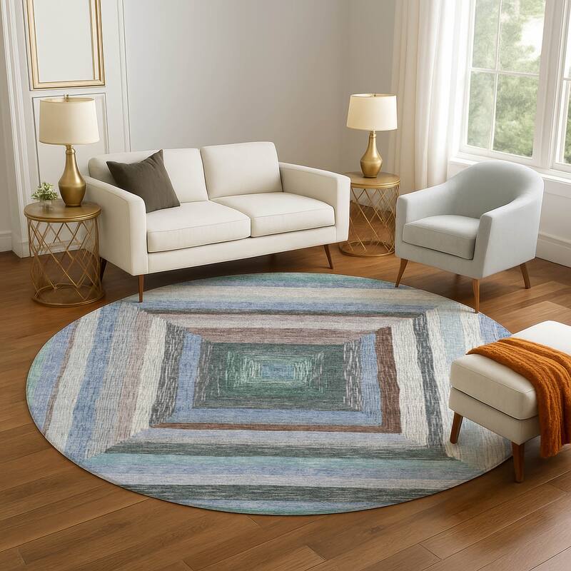 Premium Washable Super Soft Modern Dimensions Mayfield Rug - Denim - 8' x 8'