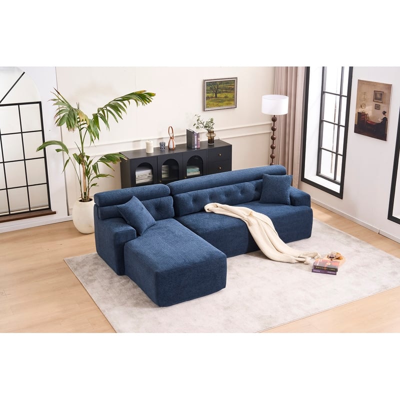 Convertible Chaise Sectional Sofa, Full Compression Sponge L-Shape