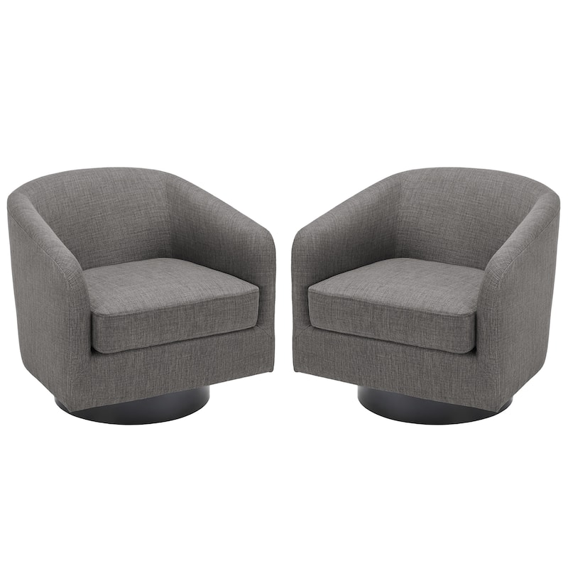 Modern Round Swivel Accent Chair Set of 2 Barrel Chair for Living Room