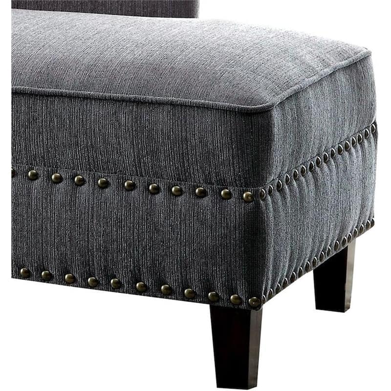 Modern Contemporary 1pc Chaise Beige Linen Like Fabric Nailhead Trim Living Room Bench Pillow