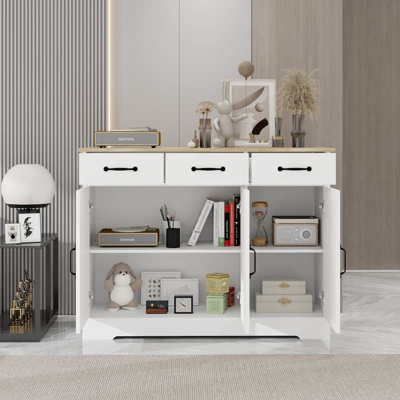 Farmhouse Buffet Cabinet Storage Sideboard with 3 Drawers and 3 Doors