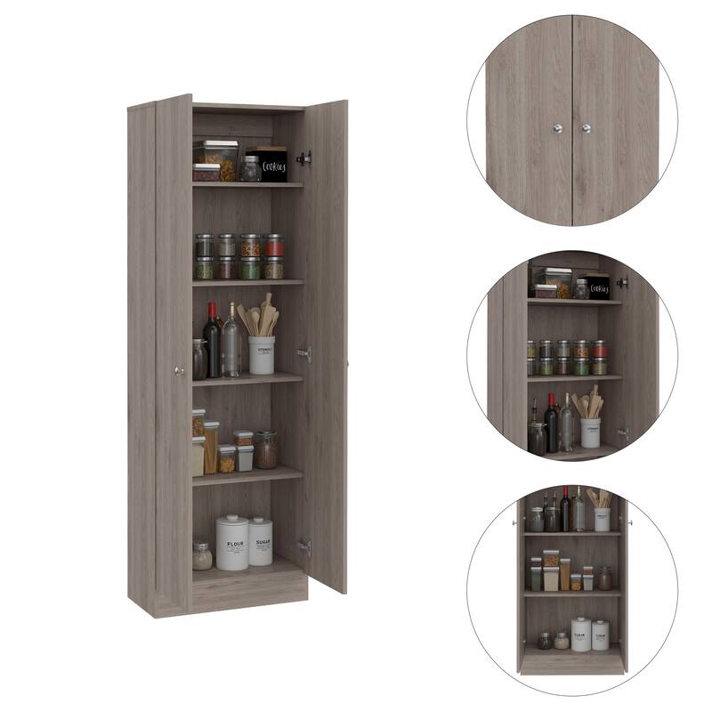 Virginia Double Door Storage Cabinet, Five Shelves