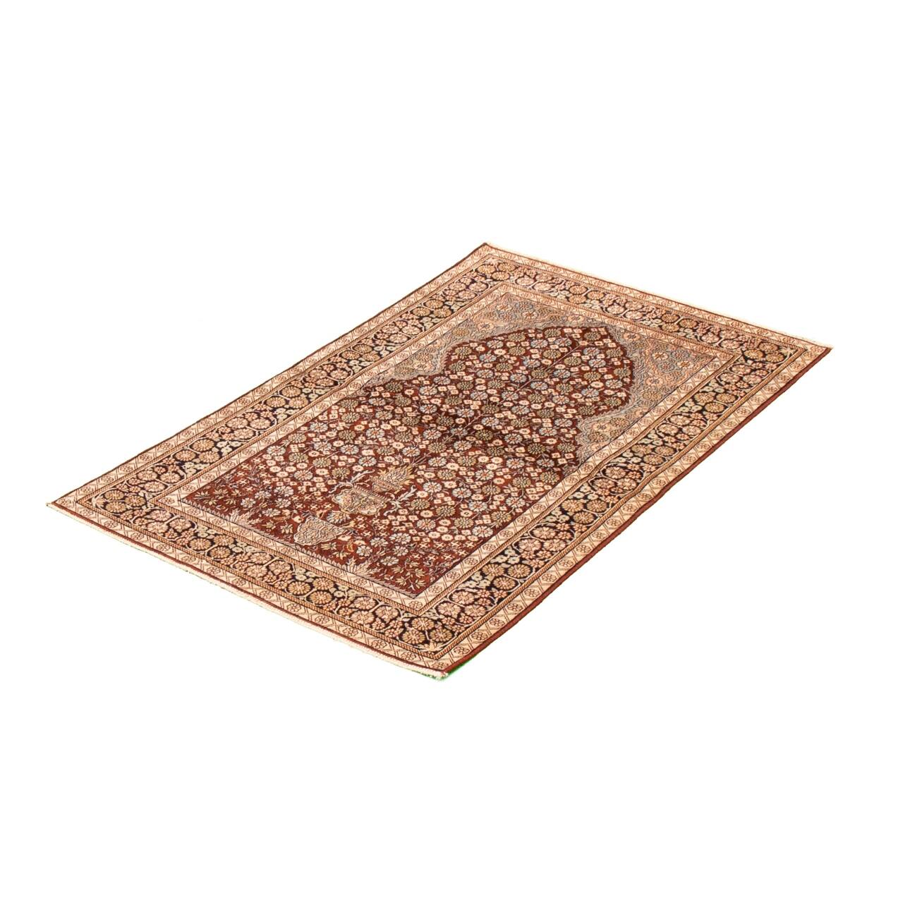 ECARPETGALLERY Handknotted Kashmir Dark Red Viscose Rug 3'0 x 4'11