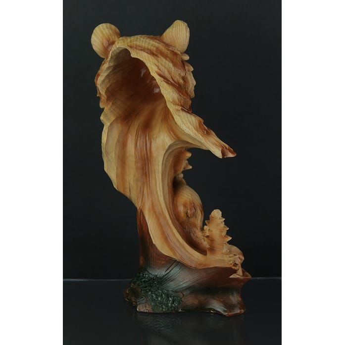 Faux Carved Bear Head And Family Wood Look Statue - 12 X 6.5 X 5.25 inches