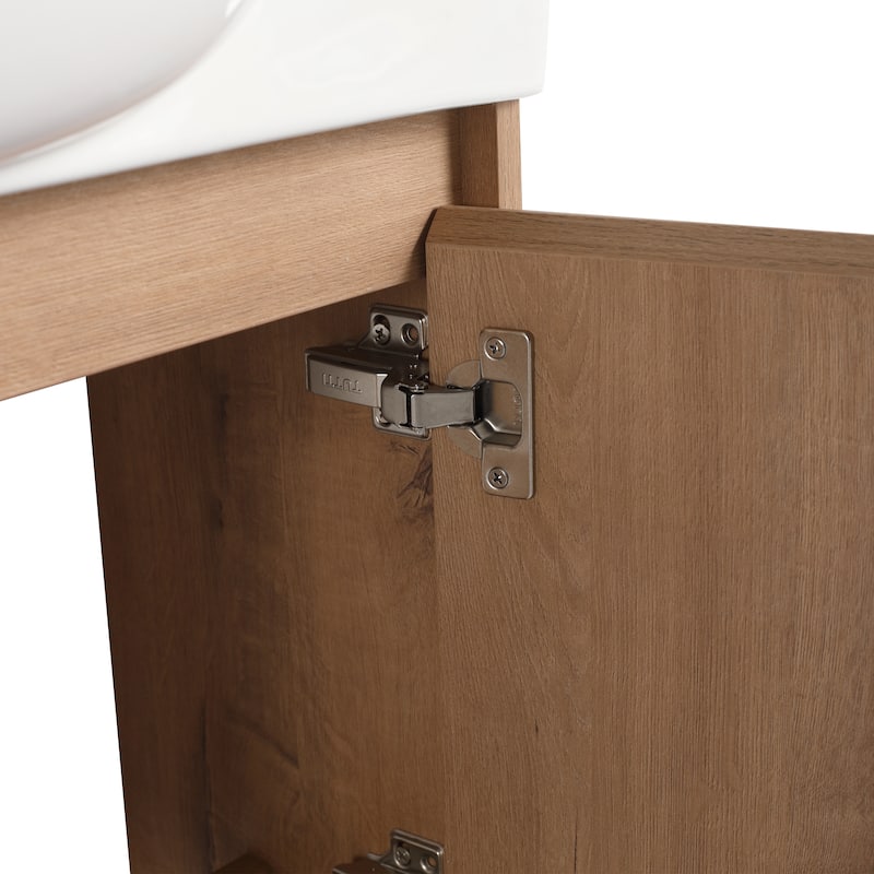 26'' Wall-Mounted Bathroom Vanity with White Ceramic Sink & Soft-Close Door