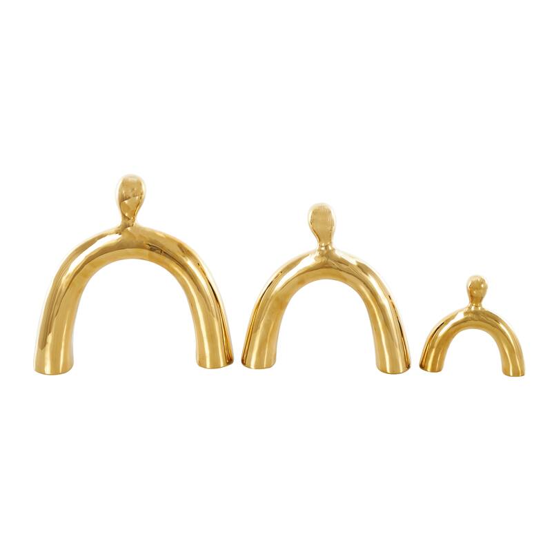 Silver or Gold Ceramic Abstract Arched Family Decorative Sculpture (Set of 3)