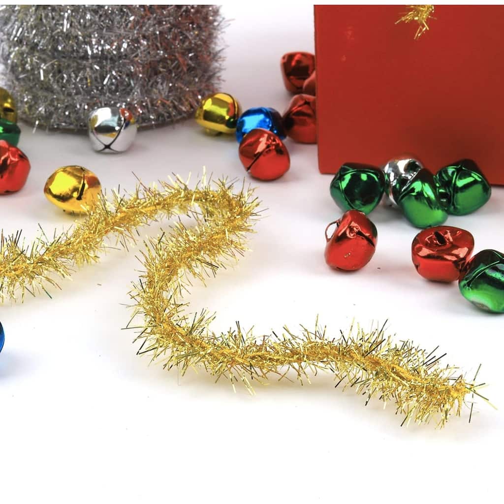 Shiny Tinsel Artificial Christmas Garland - 12' x 2" - Gold
