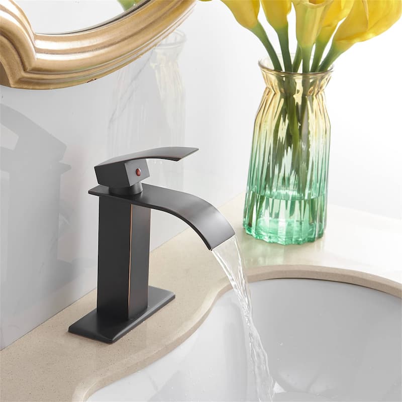 Waterfall Bathroom Faucet Single Handle Bathroom Sink Faucets One Hole Rv Lavatory Basin Modern Tap With Deck Plate Lead Free