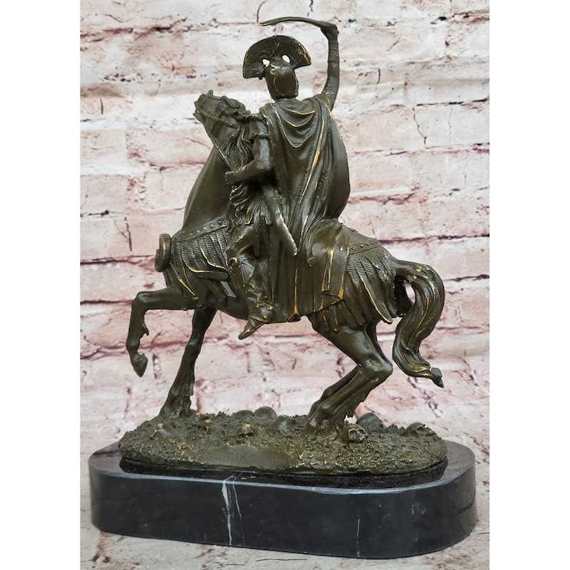 Roman Cavalry Centurion Solider On Imitative Horseback - Bronze Sculpture By Kamiko