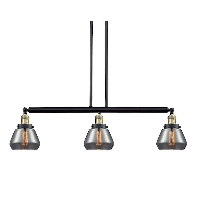 Innovations Lighting Fulton 3 Light 39" Wide Linear Chandelier - Black / Antique Brass / Plated Smoked