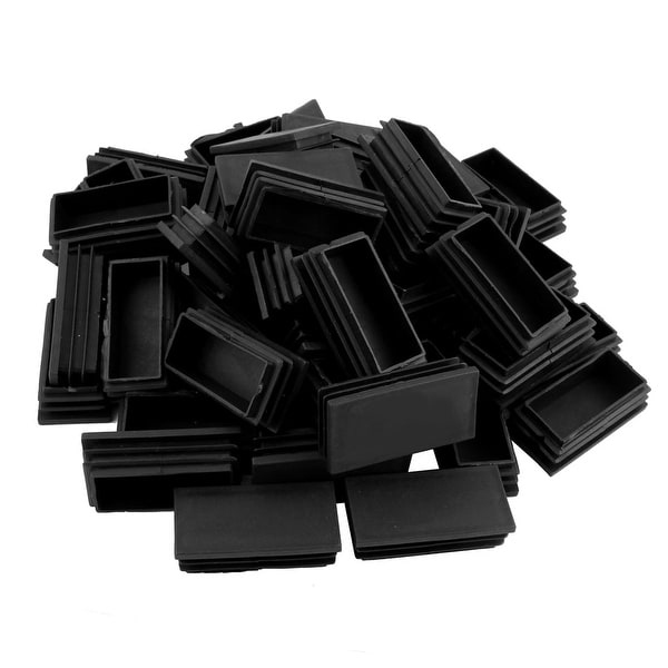 Unique Bargains 50 Pcs Antislip Plastic Rectangle 30mm x 60mm Chair Foot Cover Table Furniture Leg Protector Black