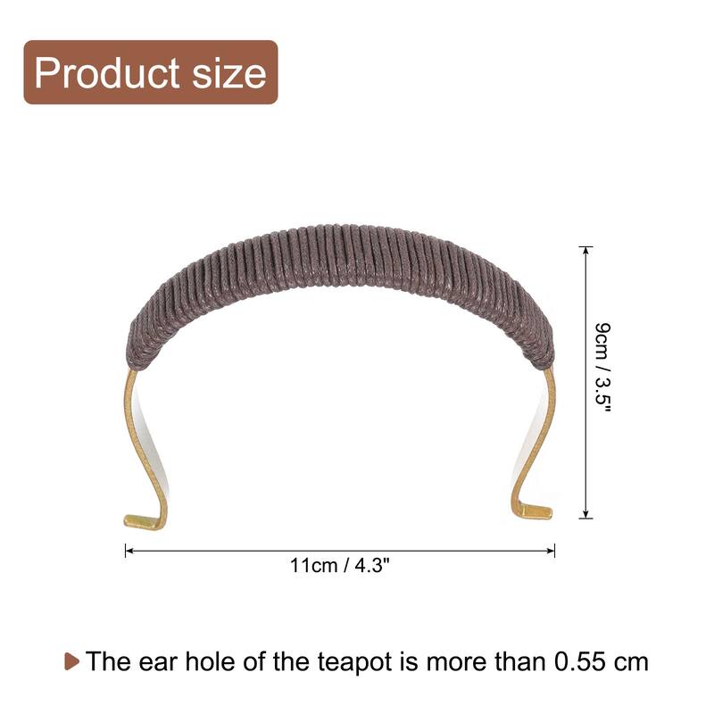 Metal Tea Pot Handle Wrapped External Buckle Handle for Tea Pot - Gold/Brown - 3.5 - 4.5 Inch