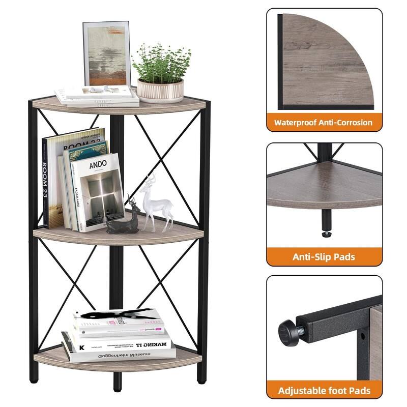 Corner Shelf with Metal Frame - 11.8"D x 11.8"W x 26.9"H