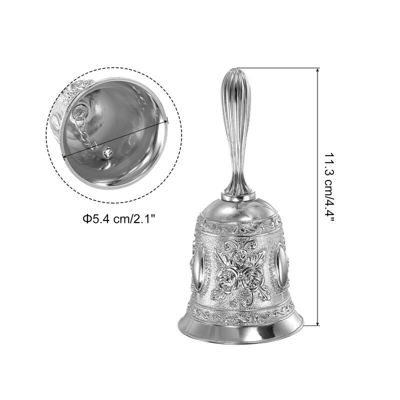 Hand Bell, 1pcs Dinner Bell Call Bell Vintage Carved Metal for Service - Silver
