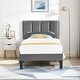 preview thumbnail 8 of 11, Javlergo Twin Size Upholstered Bed Frame Kids Bed with Height Adjustable Headboard for Boys & Girls Comfortable Sleep Grey - Twin