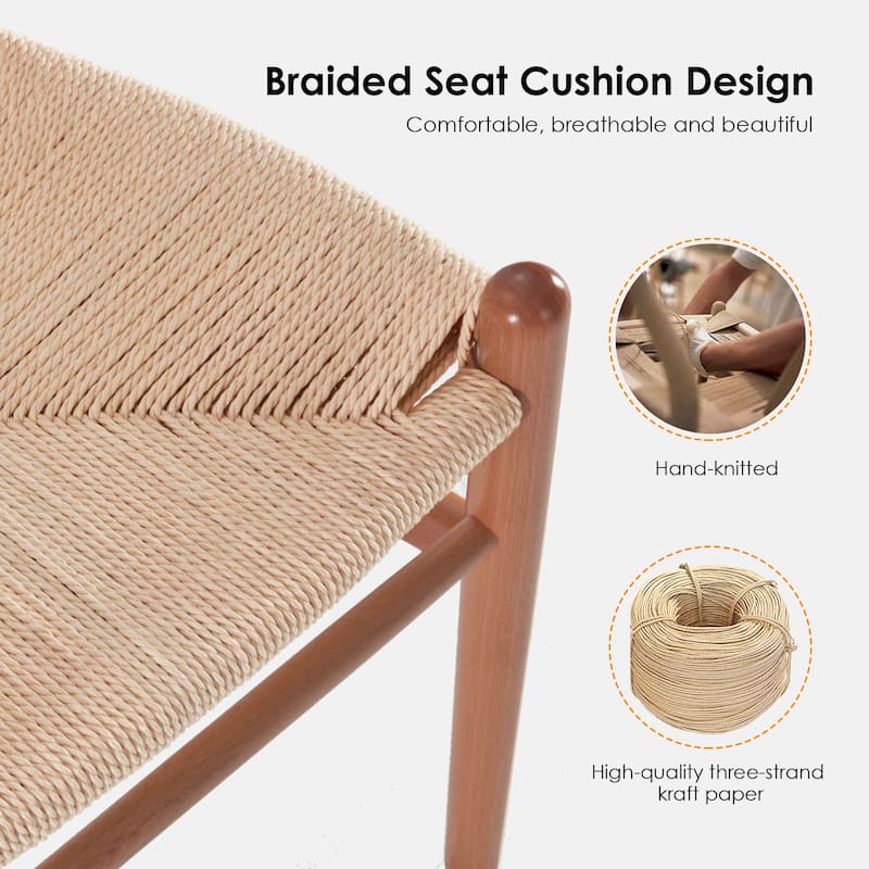 Weave Counter Height Bar Stools, Fully Assembled Rattan Bar Chairs for Kitchen Island,1pc