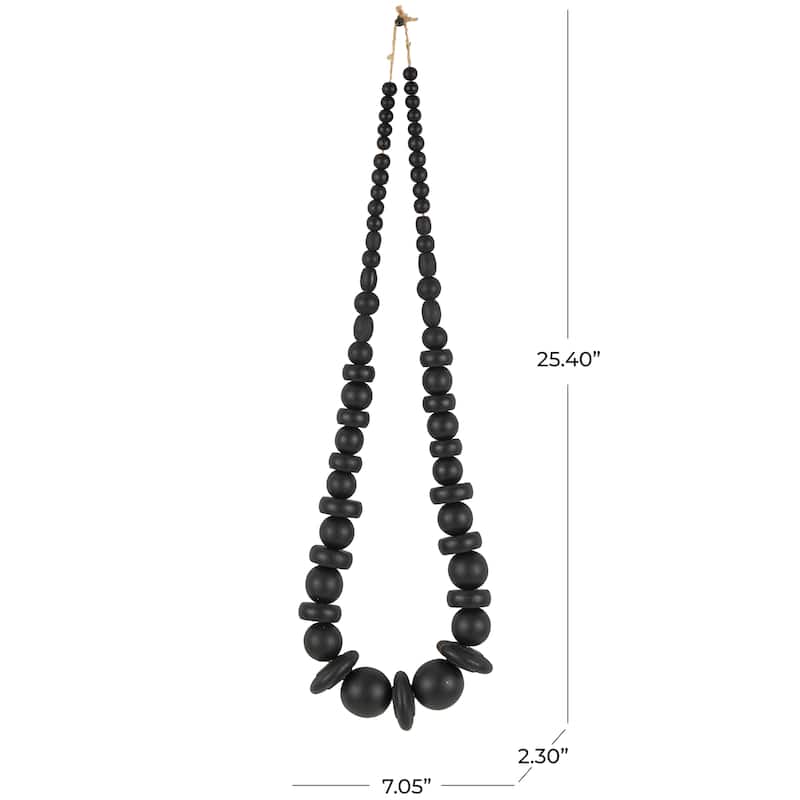 Light Brown or Black Wood Handmade Geometric Beaded Garland Necklace Garland with Tassel