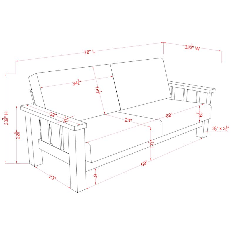 Jimo Farmhouse Rustic Oak Fabric Upholstered Wooden Arms Sofa by Furniture of America