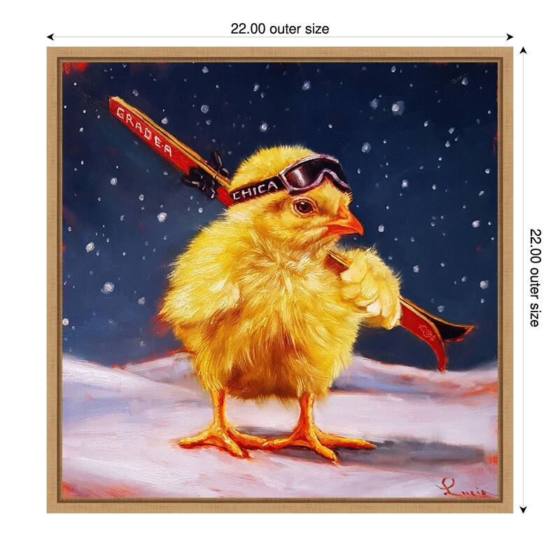 Chick With Sticks by Lucia Heffernan (22 x 22 in.), Framed Canvas Wall Art Print - Sylvie Natural