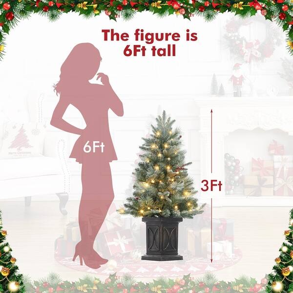 3ft Small Christmas Tree Pre-Lit Artificial Christmas Tree with 78 Led ...