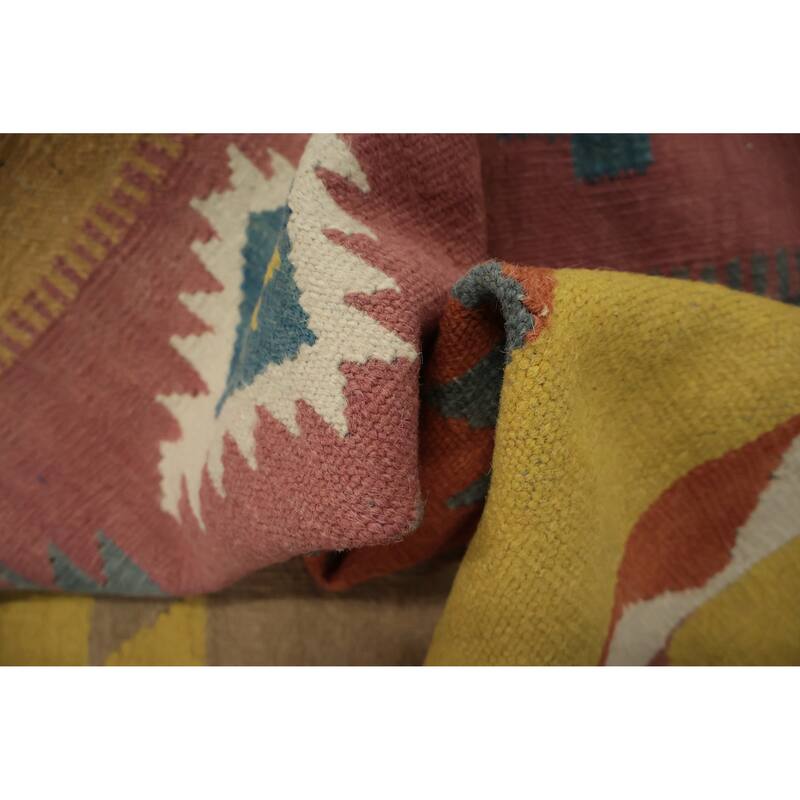 Hand Woven Oriental 100% Wool Carpet Southwestern Tribal Multi-Colored Kilim Area Rug - 9' 11'' X 8' 1''