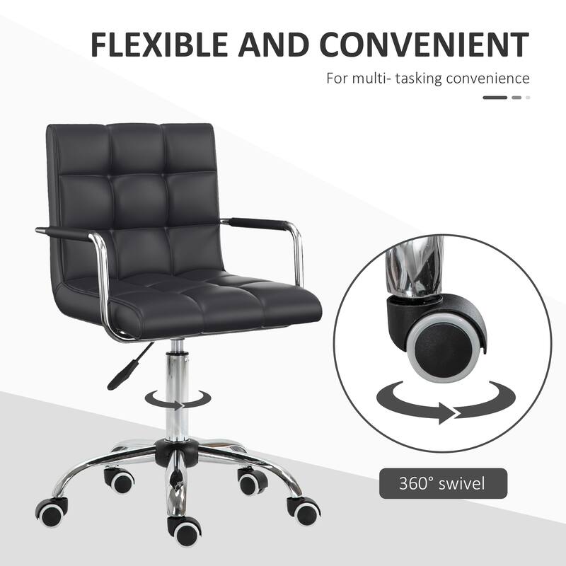 Home Office Chair with Wheels, Executive Desk Chair with PU Leather and Adjustable Height, Ergonomic Upholstered Task Chair