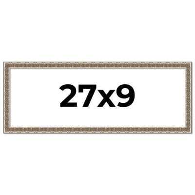 27x9 Frame Silver Versailles Ornate Solid Wood Picture Frame | 1 Inch