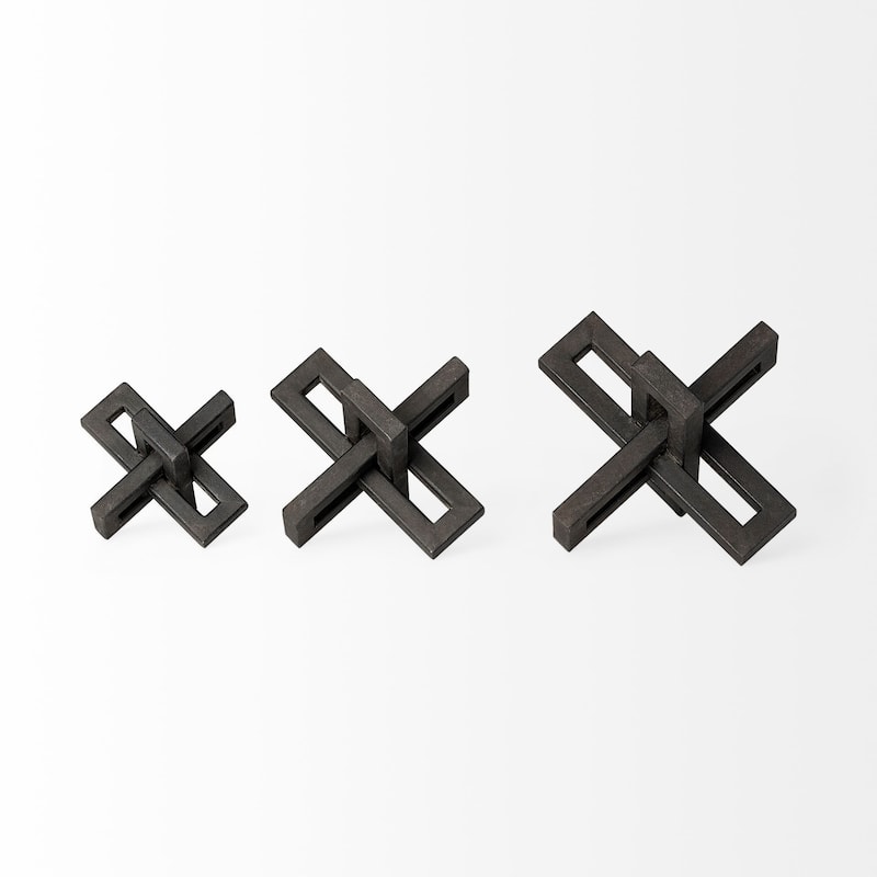 Aleph (Set of 3) Black Metal Small Medium & Large Jacks - 4.0L x 4.0W x 4.0H
