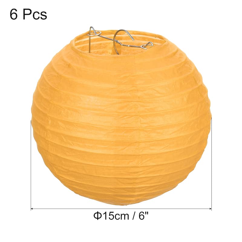 6pcs 6 Inch Folding Hanging Paper Lanterns for Wedding Home Party - Yellow