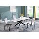 preview thumbnail 2 of 6, Somette Extendable Marbleized Ceramic Top Table w/ Crisscross Steel Base