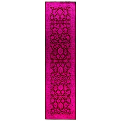 Overdyed One-of-a-Kind Hand-Knotted Area Rug - Pink - 2' 7" x 10' 1"