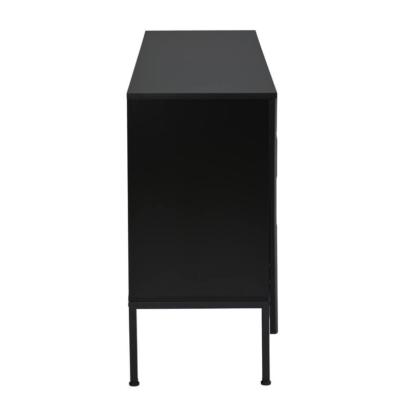 Buffet Cabinet with 4 Curved Bottom Doors, Sideboard Cabinet with Metal Legs, Console Table with Adjustable Shelf