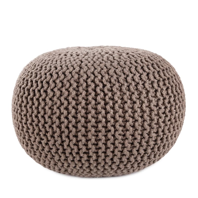 Asilah Indoor and Outdoor Round Pouf - 20"X20"X14" - Dark Taupe