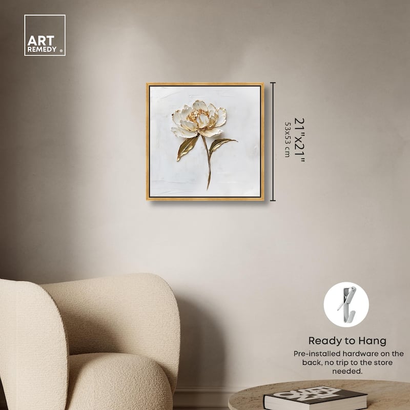 Simple Golden Peonie Canvas by Art Remedy