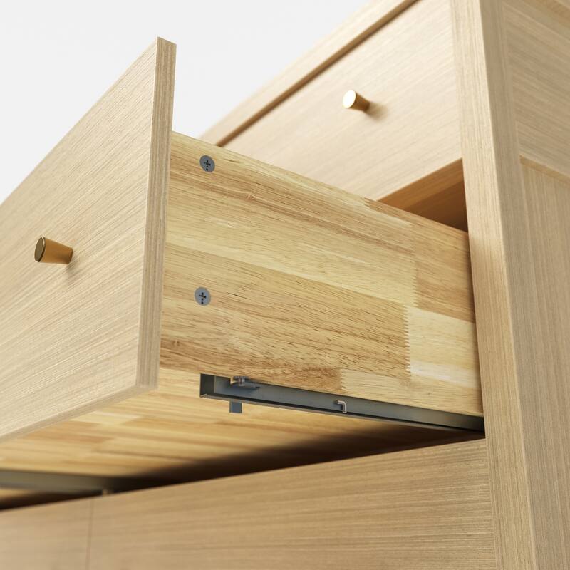 63” Solid Wood 6 Drawer Dresser – Semi-Assembled Modern Farmhouse Wide Chest with Soft-Close Undermount Slides