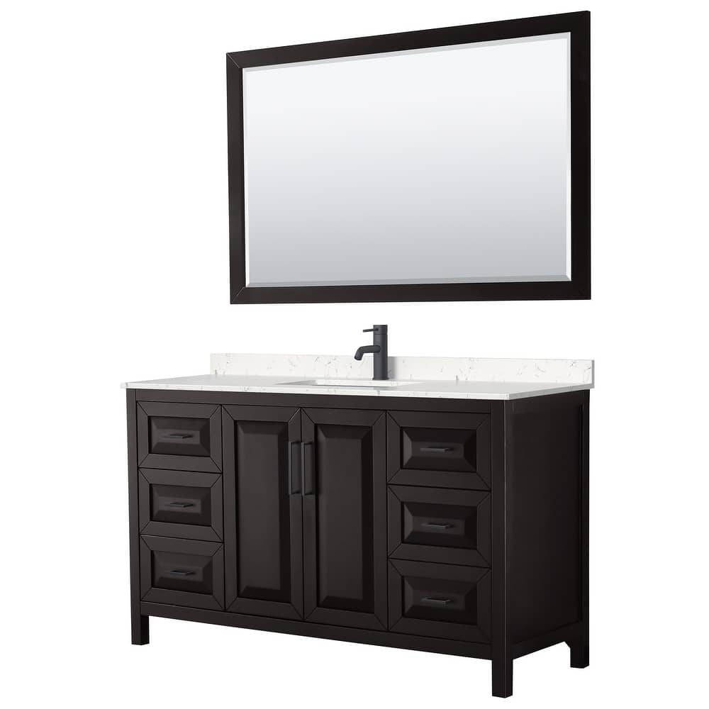 Daria 60 Inch Single Vanity, Cultured Marble Top, 58 Inch Mirror