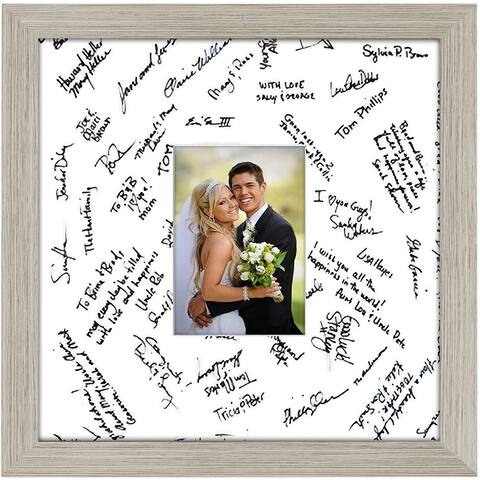 Americanflat 14x14 Wedding Signature Picture Frame Displays 5x7 Photo with Polished Glass