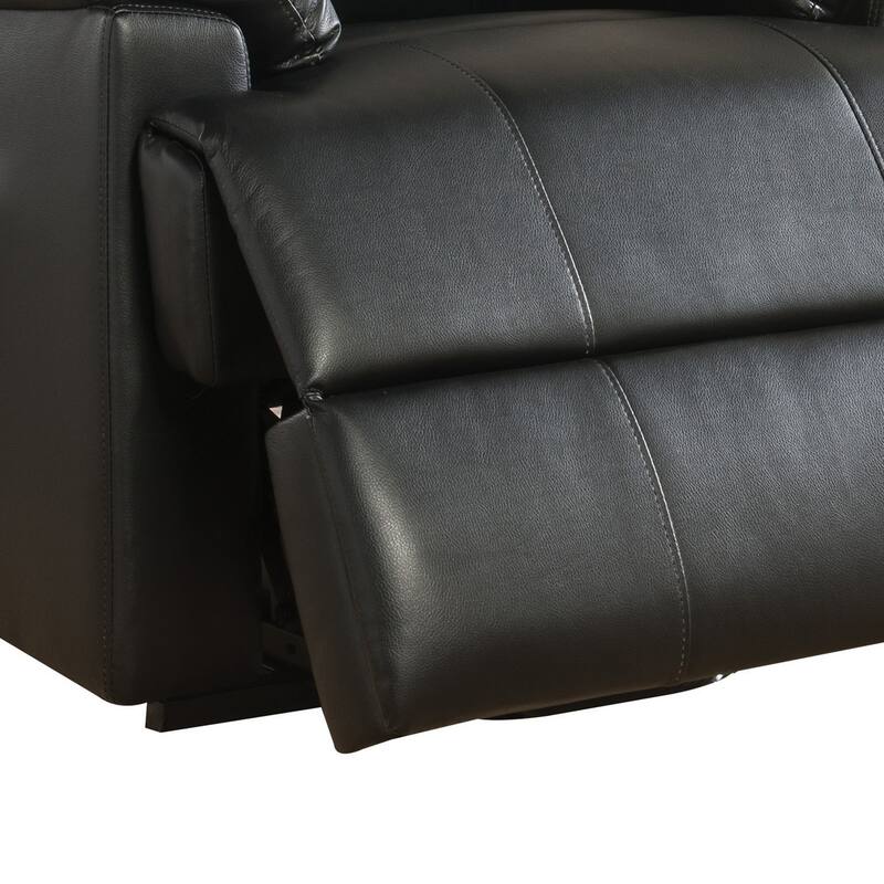 Contemporary Polyurethane Upholstered Metal Recliner with Power Lift, Black