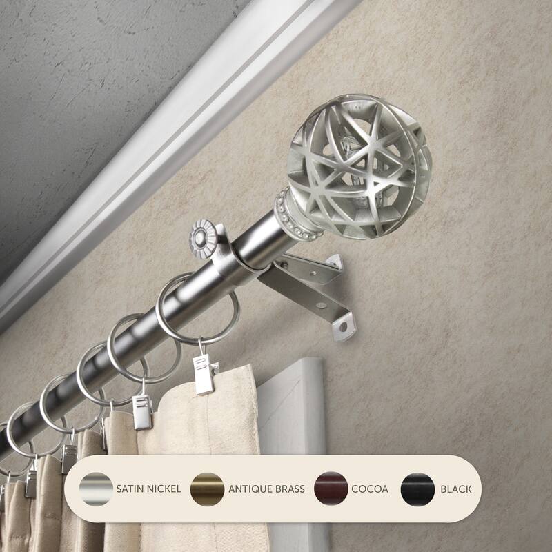 InStyleDesign Emerson Adjustable Curtain Rod 13/16 inch dia. - 120 to 170 inches - Satin Nickel
