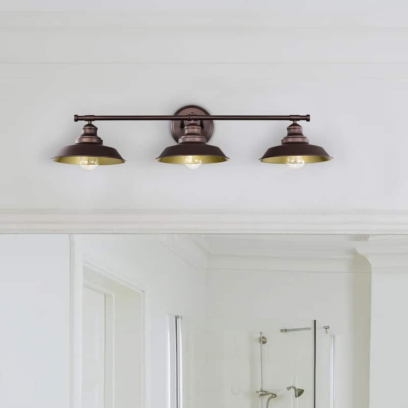 3-Light Dimmable Bathroom Vanity-Light with Clear Glass - 11"x8.75"x32.25"