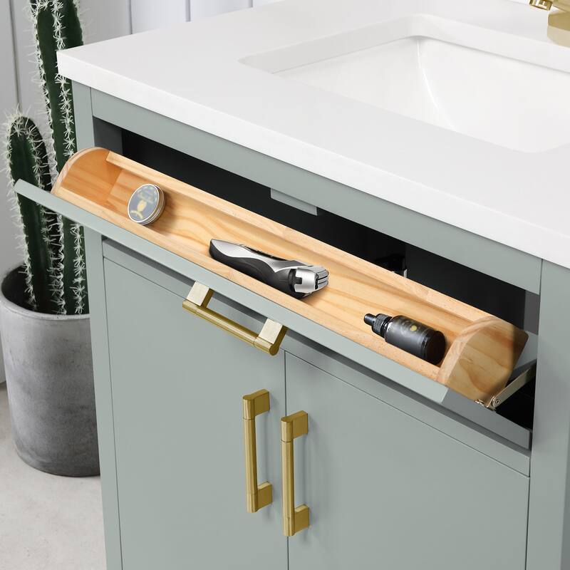 Diya Undermount Single Sink Bathroom Vanity with White Engineered Marble Top