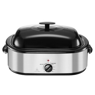 Black-Silver 20QT Electric Roaster Oven with Self-Basting Lid 1450W - 23.31 x 15.67 x 12.01 inch