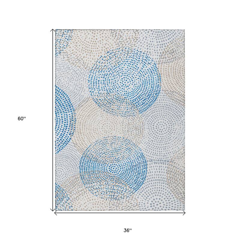 HomeRoots Polka Dot Transitional Rectangle Outdoor Rug