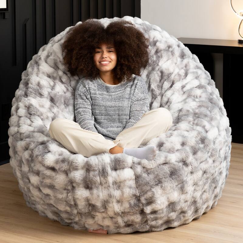 Raven-Symoné Home Big Snuggler Luxe Synthetic Fur 6 Foot Cocoon 2-in-1 Large Bean Bag Bed & Lounger